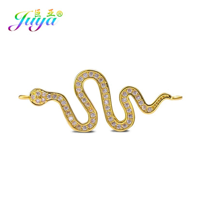 Juya Handmade 18K Gold Plated Cz Paved Decorative Copper Dragon Charms Connectors Accessories For DIY Talisman Jewelry Making