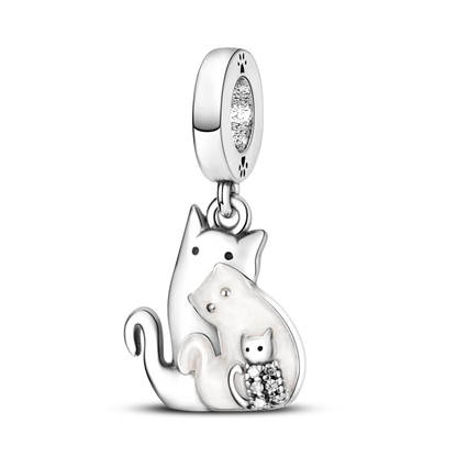 Silver Plated Cat Moon Star Earphone Dangle Charm Bead Pendant Fit Bangle Bracelet for Women Gift DIY Making