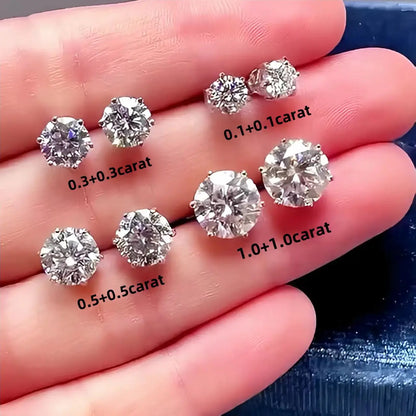 0.5Ct-2Ct D Color Certified Moissanite Stud Earrings Lab Created Diamond 925 Sterling Silver Gold Plated Wedding Jewelry