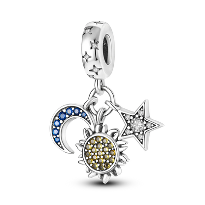 Silver Plated Cat Moon Star Earphone Dangle Charm Bead Pendant Fit Bangle Bracelet for Women Gift DIY Making