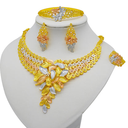 Dubai Gold Color Jewelry Sets African Indian wedding Bridal Wife gifts Necklace Bracelet Earrings ring Jewelery for Women 2022