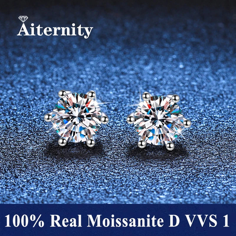 GRA Moissanite VVS1 Earrings Women 925 Sterling Silver Moissanita And Zircon Ear Studs Pink Yellow Red Orange Pass Diamond Test