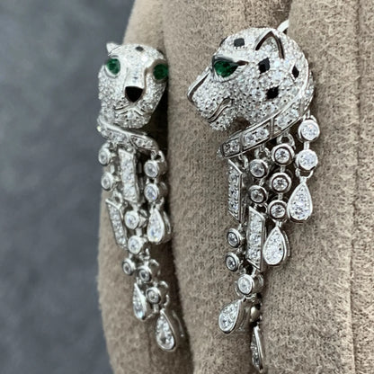 AYJEWELRY S925 Sterling Silver Panther Black Spot Leopard TearDrop Tassel Dangle Earrings Fine Luxury Designer Jewelry For Women