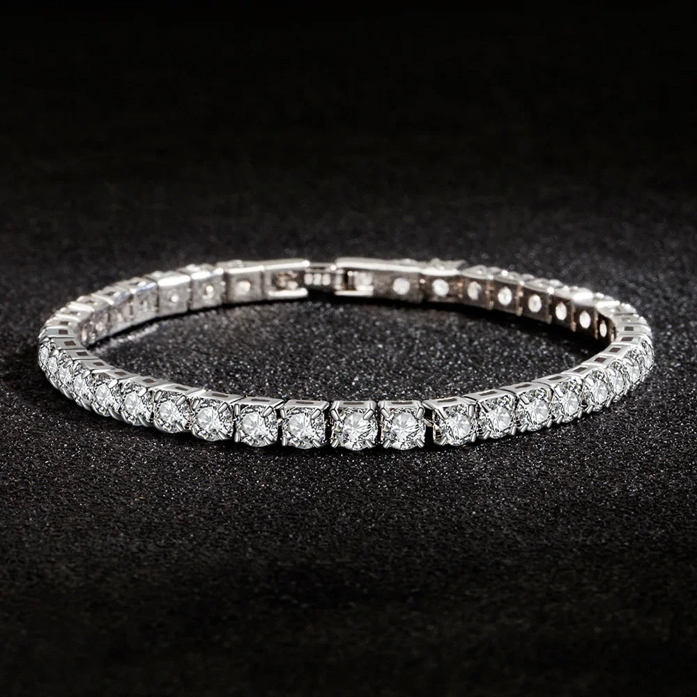 Hot popular S925 Sterling Silver charms 4MM Colored Crystal Bracelets for Women Fashion Jewelry Party wedding Engagement gifts
