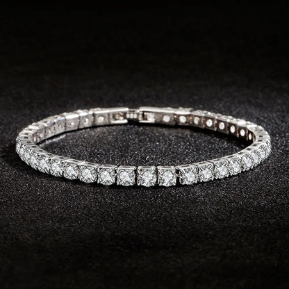 Hot popular S925 Sterling Silver charms 4MM Colored Crystal Bracelets for Women Fashion Jewelry Party wedding Engagement gifts