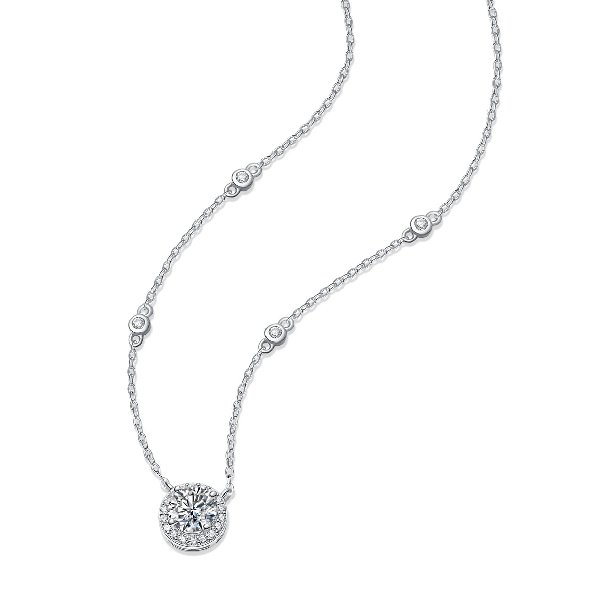 Certified 1CT Moissanite Necklace for Women D Color Lab Created Diamond 925 Silver Chains Original Certified Jewelry With GRR