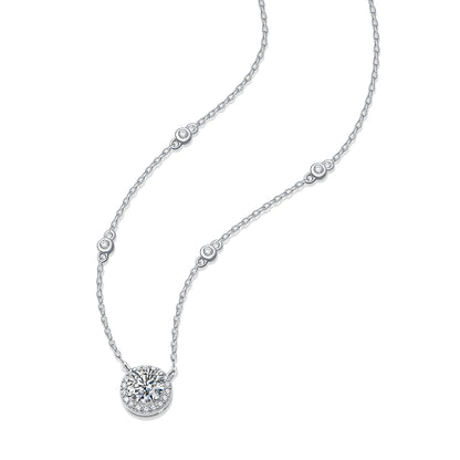 Certified 1CT Moissanite Necklace for Women D Color Lab Created Diamond 925 Silver Chains Original Certified Jewelry With GRR