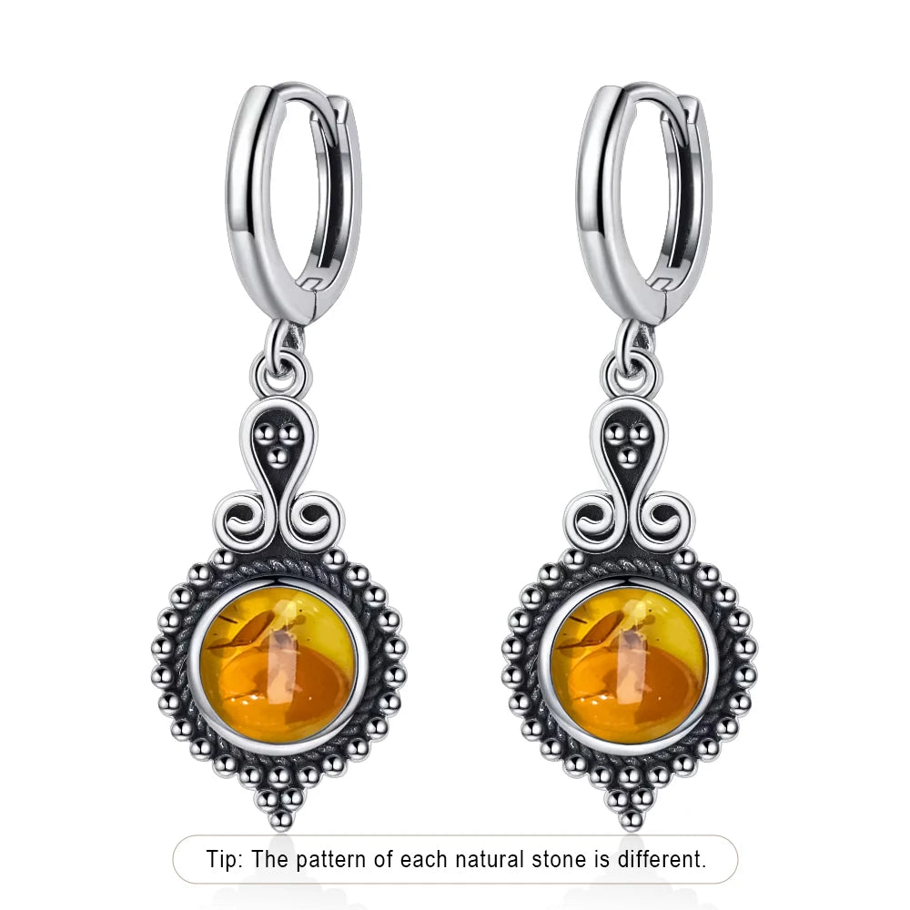 925 Sterling Silver Natural Kyanite Drop Earrings for Women Wedding Gifts Jewelry Vintage Hoop Earrings