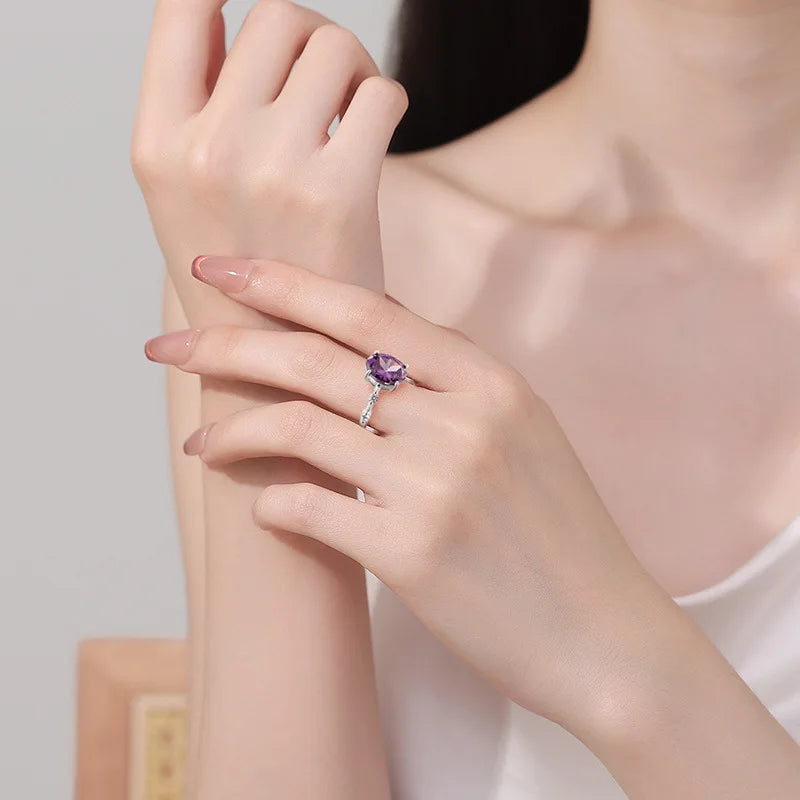 925 Sterling Silver Geometric Cubic Zirconia Stackable Ring for Women Trendy Platinum Plated Brand Party Jewelry Accessories