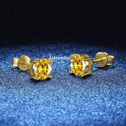 GRA Moissanite VVS1 Earrings Women 925 Sterling Silver Moissanita And Zircon Ear Studs Pink Yellow Red Orange Pass Diamond Test
