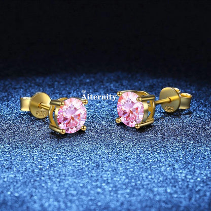 GRA Moissanite VVS1 Earrings Women 925 Sterling Silver Moissanita And Zircon Ear Studs Pink Yellow Red Orange Pass Diamond Test