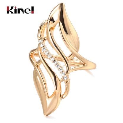 Kinel 2021 Trendy 585 Rose Gold Ring Bride Wedding Ethnic Jewelry Luxury Natural Zircon Rings for Women Fashion Fine Jewelry