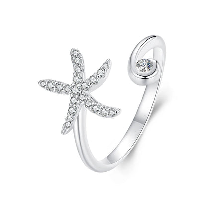 Bamoer Genuine 925 Sterling Silver Cute Cat And Dog Adjustable Ring For Women S925 Open Animal Ring Fine Jewelry Accessories