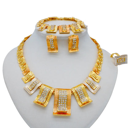 Dubai Gold Color Jewelry Sets African Indian wedding Bridal Wife gifts Necklace Bracelet Earrings ring Jewelery for Women 2022