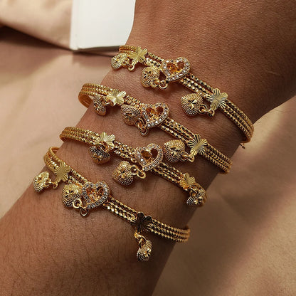 Gold Color Bangles For Women Girls Wedding Bracelet Bangles African Bridal  Jewelery Bijoux Femme wedding Bangles jewelry