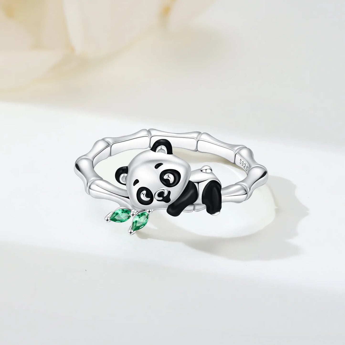 PANPOKI S925 Sterling Silver Panda Animal Closed Ring For Women Finger Ring Personality Jewelry Party Trendy Gifts