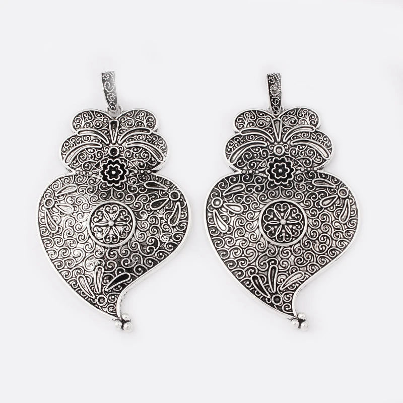 2pcs Tibetan Silver Viana Heart Charms Pendants for Necklace Jewelry Findings DIY Making