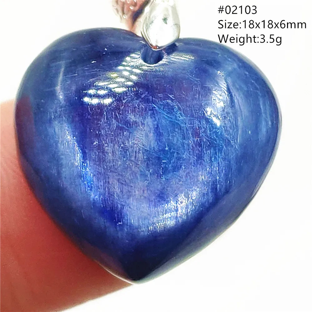 Natural Blue Kyanite Heart Love Pendant Jewelry Women Men Kyanite Necklace Cat Eye Beads Best Gift Fashion AAAAA