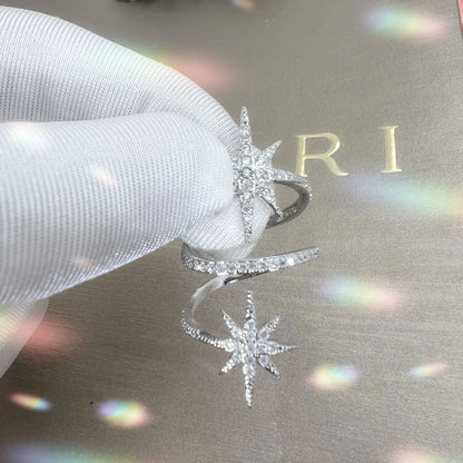 Temperament decompression eight star open ring niche design sense fashion personality index finger ring