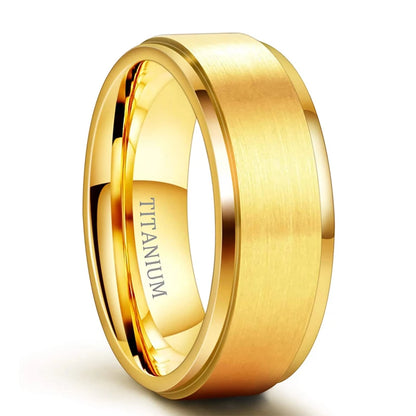 TIGRADE 18K Gold Plated Titianium Ring 6/8mm Men Engagement Band Wedding Band Couple Rings Unisex anelli donna bijoux femme