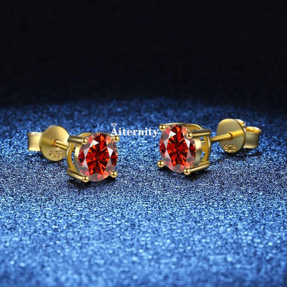 GRA Moissanite VVS1 Earrings Women 925 Sterling Silver Moissanita And Zircon Ear Studs Pink Yellow Red Orange Pass Diamond Test