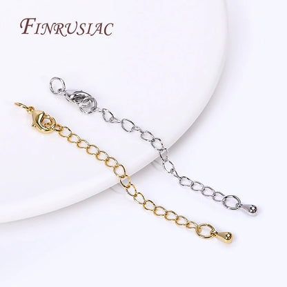 Rhodium/ 18K Real Gold Plated Brass 66mm Extension Tail Chain DIY Jewelry Making Findings 10/12mm Lobster Clasps Extension Chain