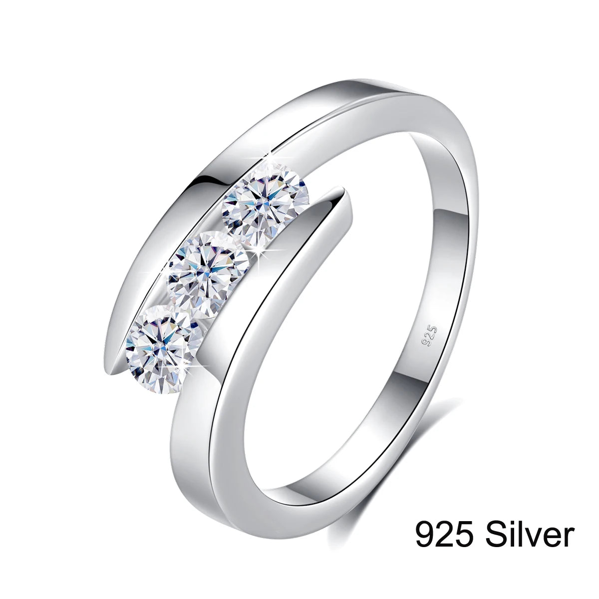 Kirin Palace 3 Stones Moissanite Ring For Women 18K 750 14K Gold D VVS Round Cut Solitaire Engagement Rings Female Fine Jewelery
