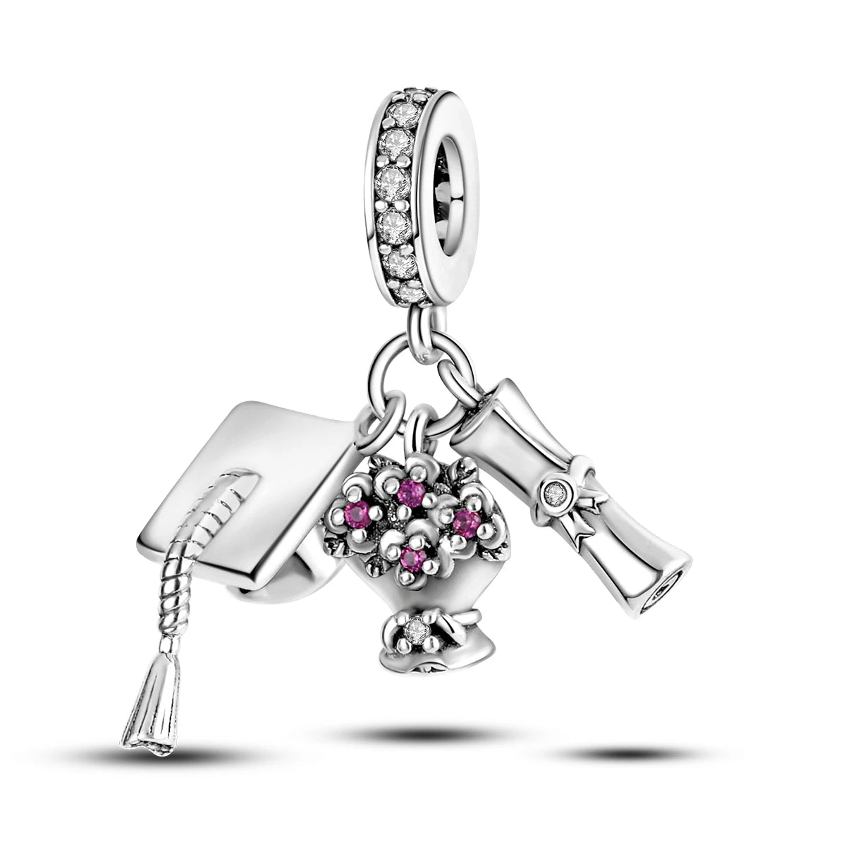 Silver Plated Cat Moon Star Earphone Dangle Charm Bead Pendant Fit Bangle Bracelet for Women Gift DIY Making