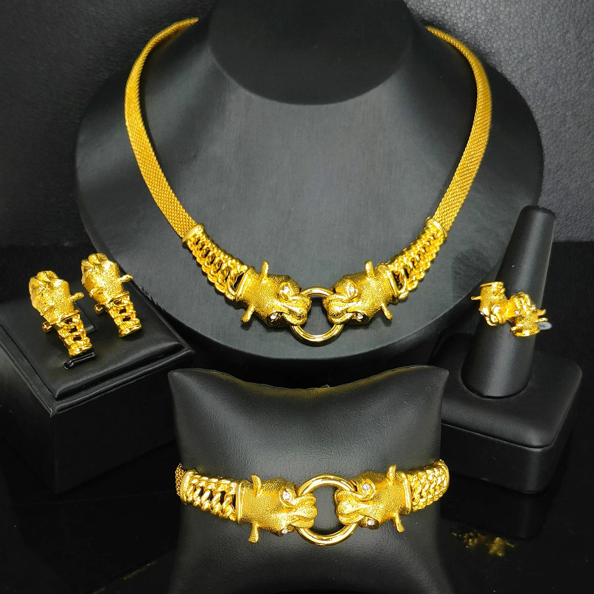 ANIID Dubai African Jewelry Sets For Women Big Animal Indian 24K Gold Color Jewelery Nigerian Necklace Ring Earring Wedding