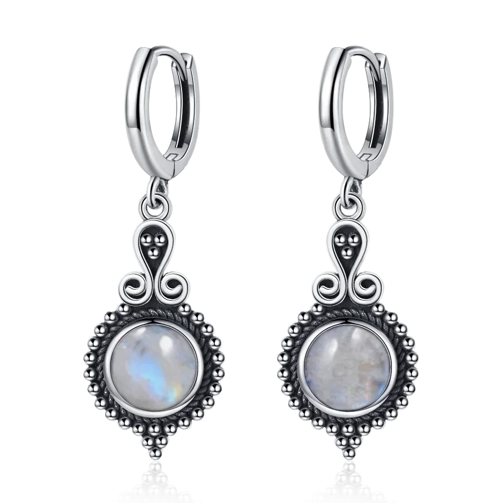 925 Sterling Silver Natural Kyanite Drop Earrings for Women Wedding Gifts Jewelry Vintage Hoop Earrings