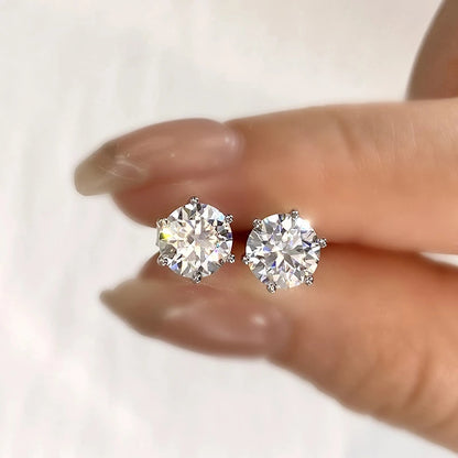 0.5Ct-2Ct D Color Certified Moissanite Stud Earrings Lab Created Diamond 925 Sterling Silver Gold Plated Wedding Jewelry