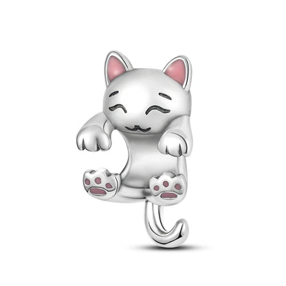 Silver Plated Cat Moon Star Earphone Dangle Charm Bead Pendant Fit Bangle Bracelet for Women Gift DIY Making
