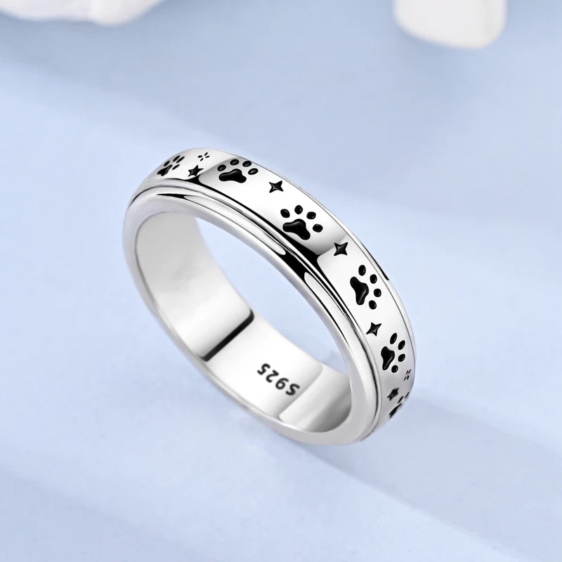 Original 925 Sterling Silver Sparkling Starry Paw Ring For Women Girls Jewelry Birthday Anniversary Gifts