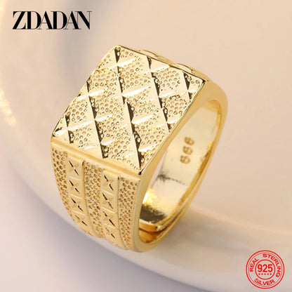 ZDADAN 925 Silver 18K Gold Ring For Women Men Wedding Jewelry
