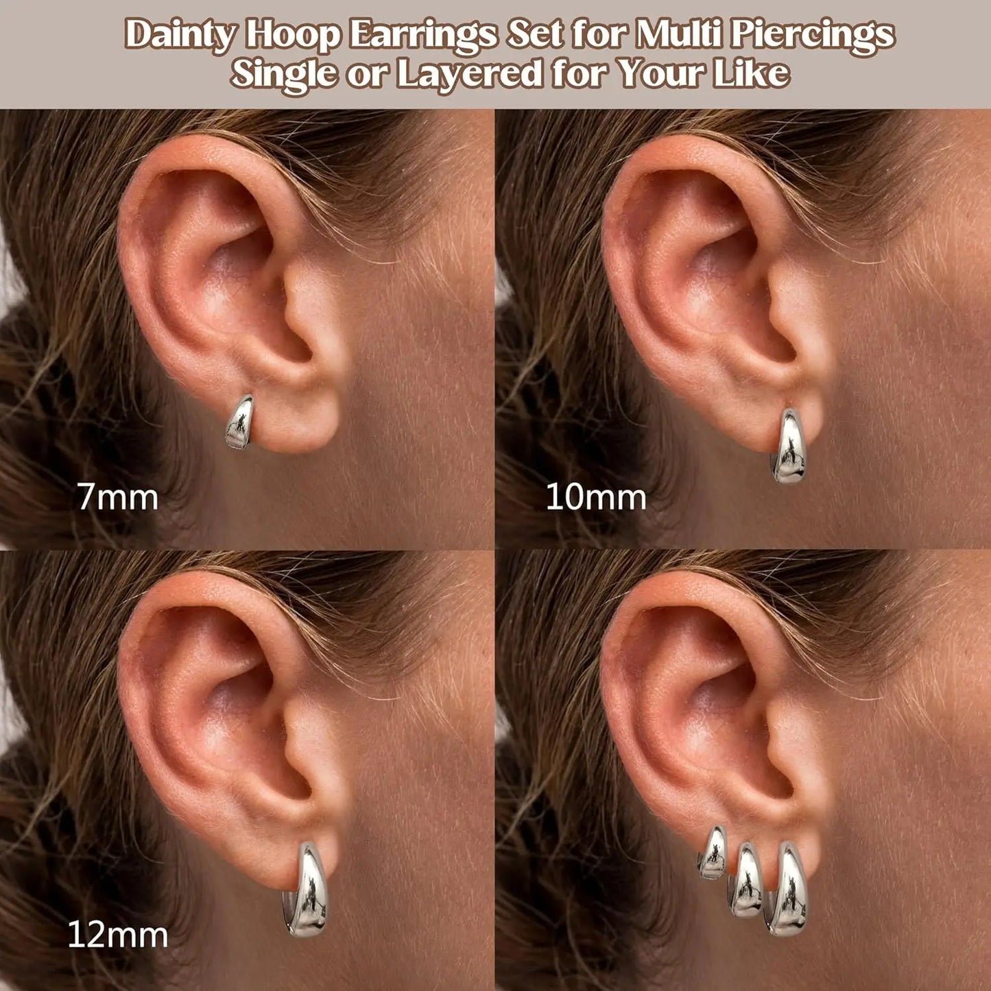 3 Paia Orecchini Cerchio Donna Orecchini Cerchio Oro Placcato 14K Orecchini Cerchio Argento