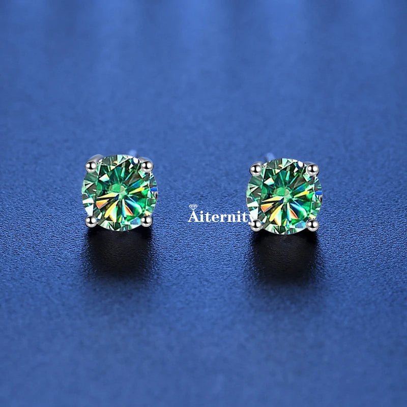 GRA Moissanite VVS1 Earrings Women 925 Sterling Silver Moissanita And Zircon Ear Studs Pink Yellow Red Orange Pass Diamond Test