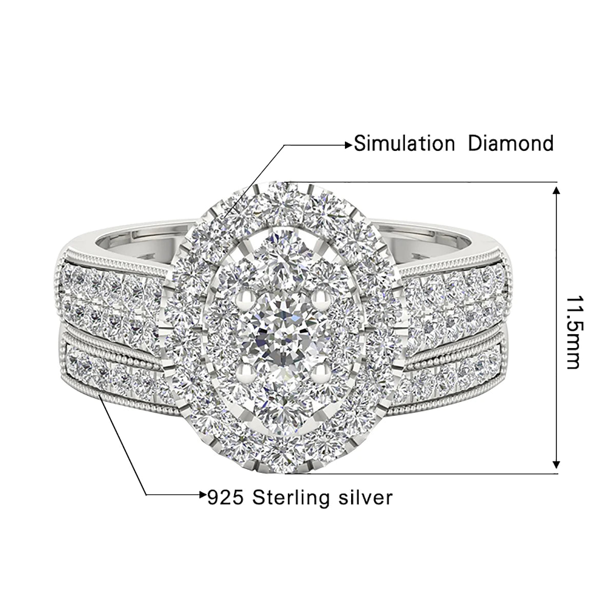 Luxury Solid 925 Sterling Silver Couple Rings For Women 3A Cubic Zirconia White Gold Plated Famous Brand Wedding Jewelery Gift