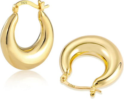 Orecchini Cerchio argento 925, Orecchini Donna Argento 925, Placcati in oro 14K Orecchini Donna