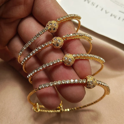 Gold Color Bangles For Women Girls Wedding Bracelet Bangles African Bridal  Jewelery Bijoux Femme wedding Bangles jewelry