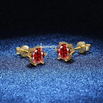 GRA Moissanite VVS1 Earrings Women 925 Sterling Silver Moissanita And Zircon Ear Studs Pink Yellow Red Orange Pass Diamond Test