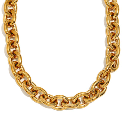 2025 Exaggerated Stainless Steel Tarnish Free Chunky O Chain Gold Choker Necklace Bracelet Jewelry Set Statement Necklace