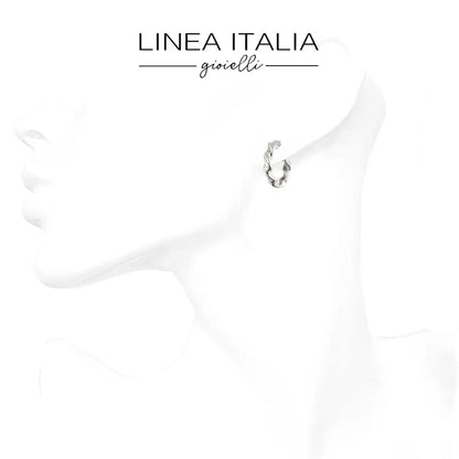 Linea Italia Gioielli - Women's 20mm Wavy Hoop Earrings in 925 Sterling Silver - Certified Made in Italy Jewel