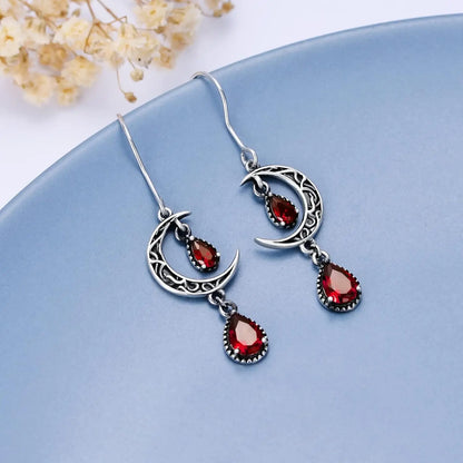 Orecchini a forma di luna da donna, in argento Sterling 925, con pendente a forma di luna celtica