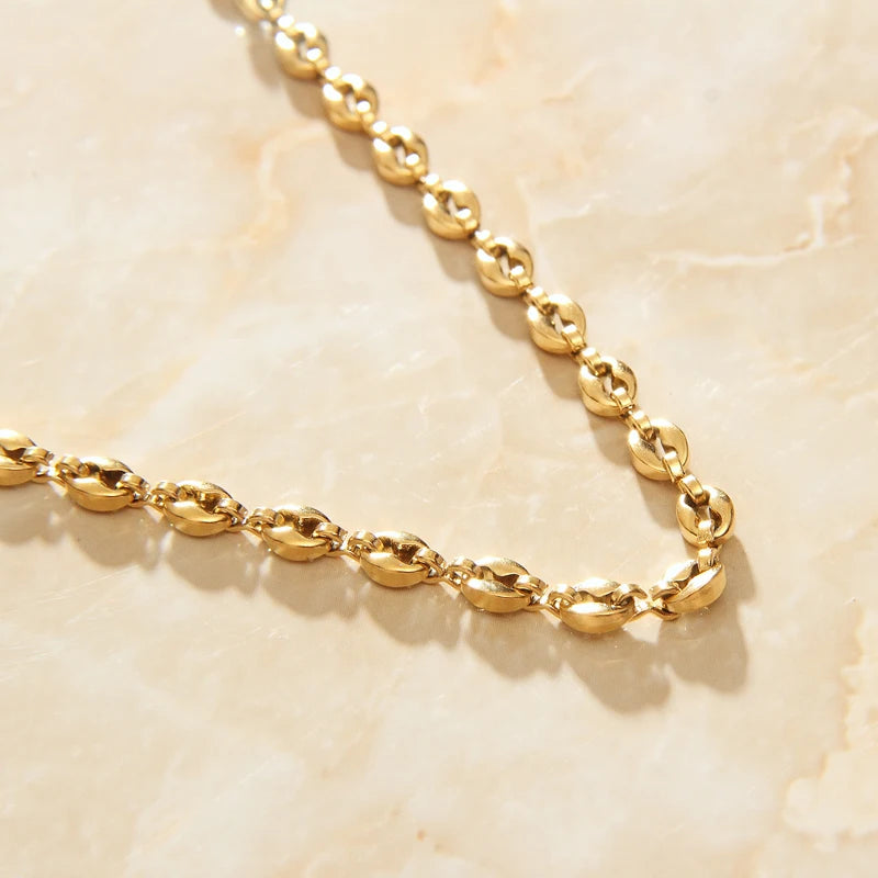 SOMMAR stainless steel  Gold color Lady choker 42cm extender 3cm adjust  necklace pig tonge neck jewelery floating charms