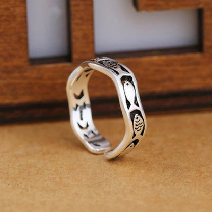 Buyee 925 Sterling Silver Ring Finger Cute Fish Simple Open Ring for Woman Man Fashion Animal Fine Jewelry Circle with Box