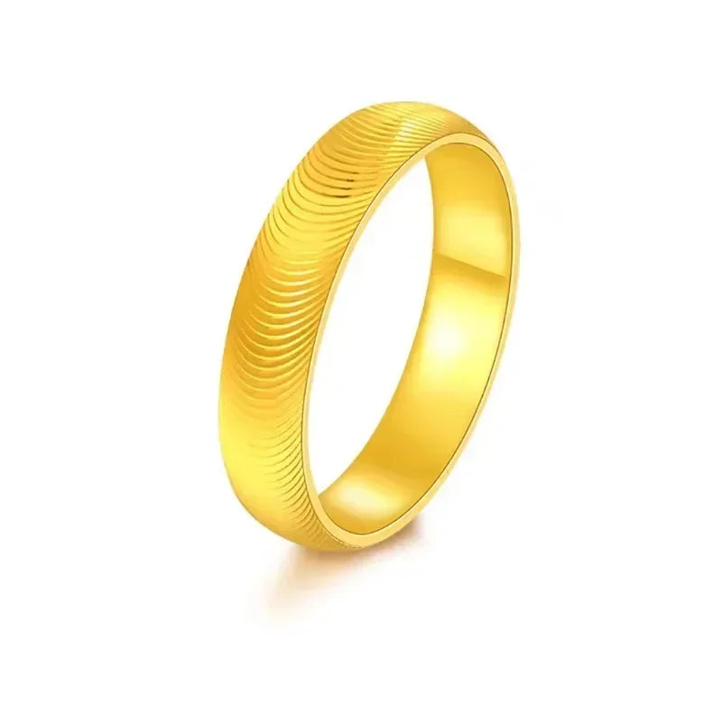 Goldpure High - Grade 24K Pure Gold AU999 Cat's Eye Ring, Fashionably Simple for Couples, Wholesale with Metal Stamp