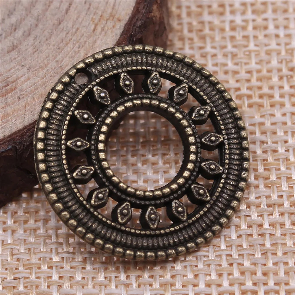 10pcs 26x26mm(1.02x1.02inch) 2 Colors Antique Bronze Color Antique Silver Color Circle Charms Pendants Jewelry Accessories