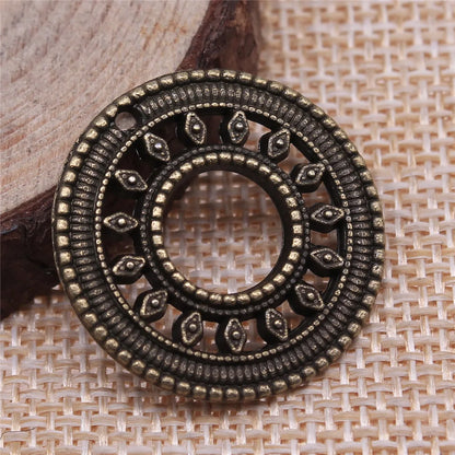 10pcs 26x26mm(1.02x1.02inch) 2 Colors Antique Bronze Color Antique Silver Color Circle Charms Pendants Jewelry Accessories