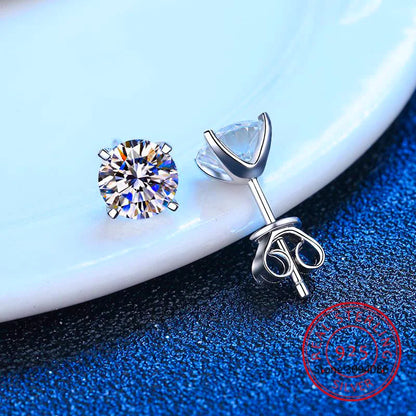 Certified 2ct D Color Moissanite Studs Earrings for Women White Gold S925 Sterling Silver Brilliant Lab Diamond Earring