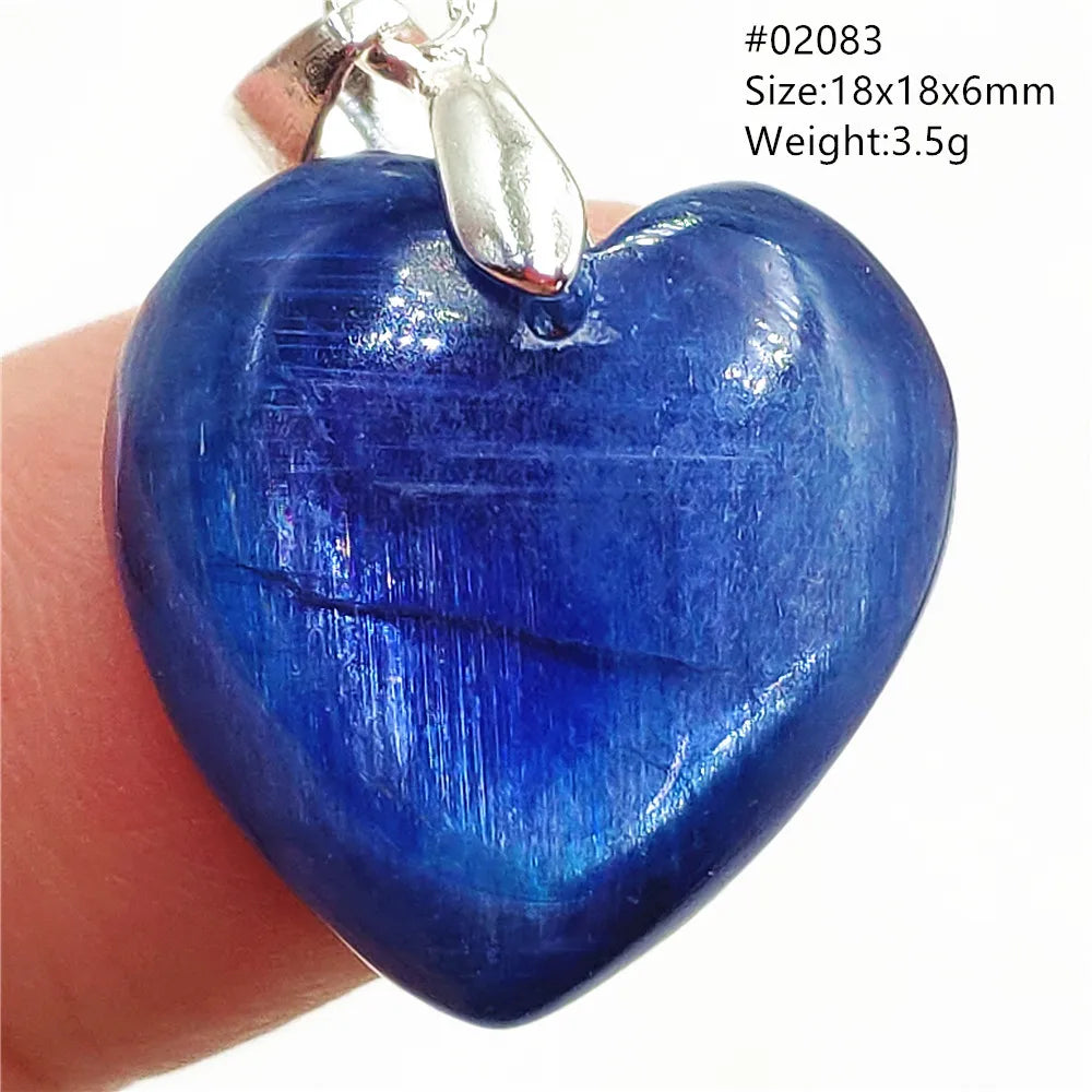 Natural Blue Kyanite Heart Love Pendant Jewelry Women Men Kyanite Necklace Cat Eye Beads Best Gift Fashion AAAAA